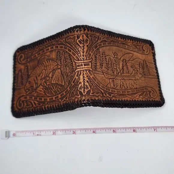 Vintage Handmade Genuine Leather Dan Fisherman Wallet - Picture 7 of 11